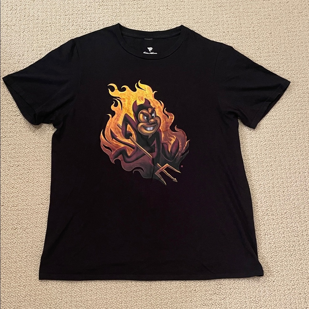 Fanatics Black Tee with ASU Sparky Cartoon Design